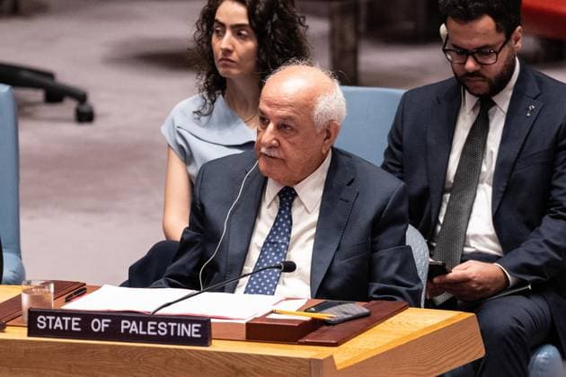 August 11, 2026, New York, New York, USA: Permanent Observer of State of Palestine Riyad Mansour attends monthly Security Council Meeting on The situation in the Middle East, including the Palestinian question at UN Headquarters in New York, NY on August 11, 2026. New York USA - ZUMAr339 20260811_znp_r339_048 Copyright: xLevxRadinx