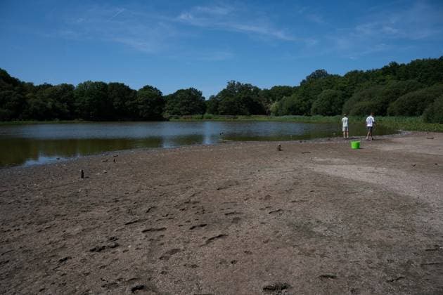 Prolonged heatwave and drought dry up historic Stew Pond at Epsom Common in Surrey EPSOM, UNITED KINGDOM - AUGUST 11: A veiw of the cracked, parched earth of Stew Pond exposed following an extended period of high temperatures and severe drought conditions at Epsom Common in Surrey, England, on August 11, 2026. The historic pond, a local nature reserve and habitat for diverse wildlife, has seen its water levels drop dramatically as persistent dry weather continues across southern Britain. Rasid Necati Aslim Anadolu Epsom United Kingdom. Editorial use only. Please get in touch for any other usage.  Copyright: x2026xAnadoluxRasidxNecatixAslimx