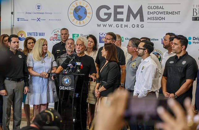 August 11, 2026, Fl, USA: Colombian entrepreneur Jorge Hano speaks as part of a group of elected officials from South Florida, the City of Doral and businesses leaders that joined Mayor Christi Fraga and Michael Capponi, founder of the Global Empowerment Mission (GEM), during a press conference to detail the urgent relief operations and a call for local volunteers and the need of donations a day after the devastating 7.4-magnitude earthquake that struck western Colombia on Aug. 10, at the organizationÃ¢â‚¬â ¢s headquarters in Doral, Florida, on Tuesday, Aug.11, 2026. USA  - ZUMAm67_ 20260811_zaf_m67_001 Copyright: xPedroxPortalx
