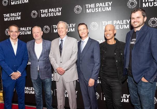 August 11, 2026, Bronx, New York, USA: Timothy Naftali, Jared Harris, Jeff Daniels, Michael Russell Gunn, Vladimir Duthiers, Jordan Harmon attend special preview screening The Brink of War at Paley Center for the Media in New York, NY on August 11, 2026. Bronx USA - ZUMAr339 20260811_znp_r339_095 Copyright: xLevxRadinx