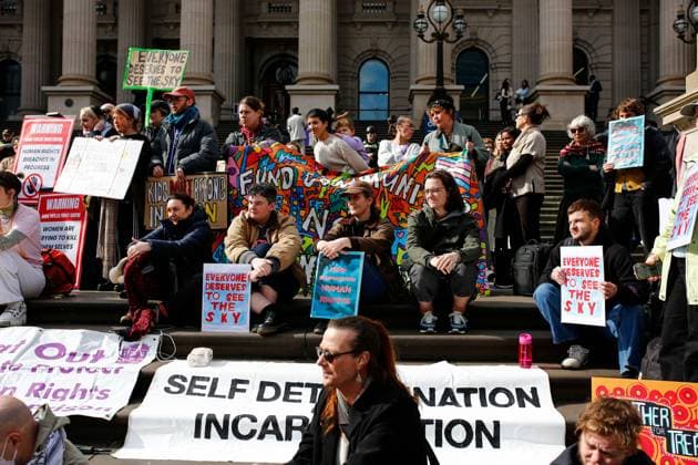 August 12, 2026, Melbourne, Australia: MELBOURNE, AUSTRALIA Ã¢â‚¬ AUGUST 12, 2026: Hundreds of people gather in Melbourne to protest the Victorian Government s Corrections Amendment Bill 2026, legislation critics have dubbed the No Air in Prison Bill. The proposed law follows a 2026 Supreme Court of Victoria ruling concerning prisoners statutory right to spend at least one hour each day in the open air. Human rights organisations, legal groups and community advocates argue the bill would make access to outdoor time subject to operational considerations, raising concerns about the rights and welfare of people in custody. Melbourne Australia - ZUMAq101 20260812_zna_q101_038 Copyright: xYexMyoxKhantx