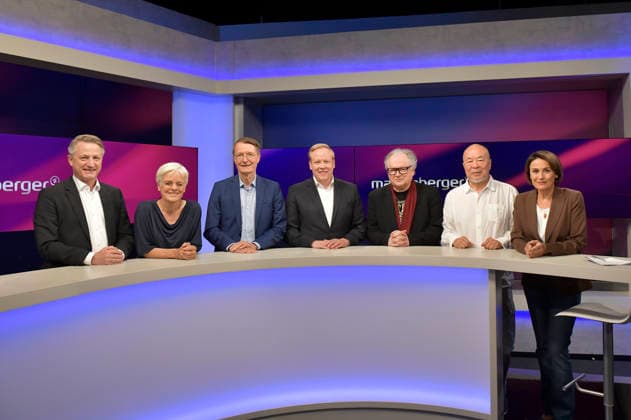 Nikolaus Blome, Ulrike Herrmann, Karl Lauterbach, Tilman Kuban, Heinz Rudolf Kunze, Ai Weiwei und Sandra Maischberger in der ARD-Talkshow maischberger im Studio Berlin Adlershof. Berlin, 11.08.2026 *** Nikolaus Blome, Ulrike Herrmann, Karl Lauterbach, Tilman Kuban, Heinz Rudolf Kunze, Ai Weiwei, and Sandra Maischberger on the ARD talk show *maischberger* at the studio in Berlin-Adlershof, Berlin, August 11, 2026 Foto:xM.xBehrensx xFuturexImagex maischberger1108_6801