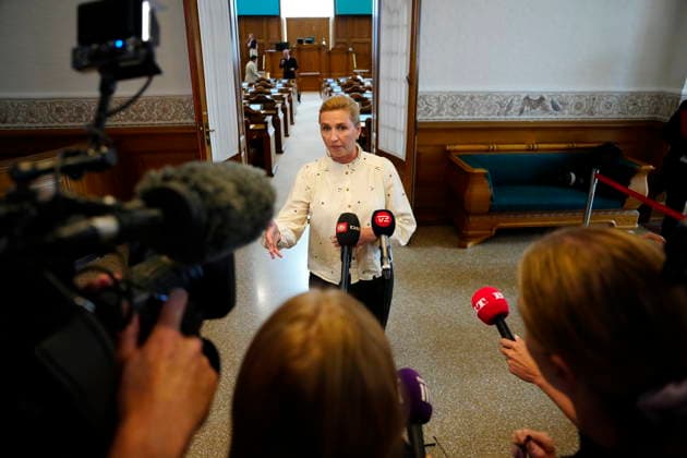 Denmark Migrants Denmarks Prime Minister Mette Frederiksen talks to the media, prior to a meeting in the Parliament with inquires on the migrants who have recently arrived at the Spanish enclave Ceuta, in Copenhagen, Wednesday August 12, 2026 , Copenhagen Denmark *** Denmark Migrants Denmark s Prime Minister Mette Frederiksen speaks to the media prior to a meeting in Parliament regarding the migrants who recently arrived in the Spanish enclave of Ceuta, in Copenhagen, Wednesday, August 12, 2026, Copenhagen, Denmark  Copyright: SebastianxEliasxUthx spdk20260812-095707-L