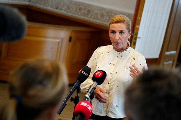 Denmark Migrants Denmarks Prime Minister Mette Frederiksen talks to the media, prior to a meeting in the Parliament with inquires on the migrants who have recently arrived at the Spanish enclave Ceuta, in Copenhagen, Wednesday August 12, 2026 , Copenhagen Denmark *** Denmark Migrants Denmark s Prime Minister Mette Frederiksen speaks to the media prior to a meeting in Parliament regarding the migrants who recently arrived in the Spanish enclave of Ceuta, in Copenhagen, Wednesday, August 12, 2026, Copenhagen, Denmark  Copyright: SebastianxEliasxUthx spdk20260812-100052-L