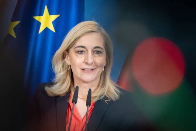 Nina Warken, Bundesministerin für besondere Aufgaben, Chefin des Bundeskanzleramtes und Beauftragte der Bundesregierung für die Nachrichtendienste des Bundes, während der Pressekonferenz im Kanzleramt;Pressekonferenz zur Reform des Rechts der Nachrichtendienste im Bundeskanzleramt, Berlin Berlin Deutschland Bundeskanzleramt *** Nina Warken, Federal Minister for Special Tasks, Head of the Federal Chancellery, and Federal Government Commissioner for the Federal Intelligence Services, during a press conference at the Federal Chancellery on the reform of intelligence service legislation, Berlin, Germany, Federal Chancellery