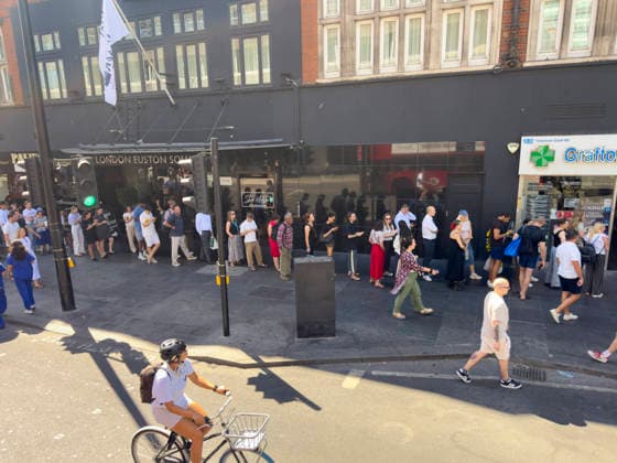 August 12, 2026, London, London, UK: London, UK. People queue outside the Grafton Pharmacy on Tottenham Court Road to buy Ã‚Â£8 solar eclipse glasses to view this evenings total solar eclipse. The eclipse will be visible for most of the UK population. London UK  - ZUMAl94_ 20260812_zaf_l94_020 Copyright: xRayxTangx