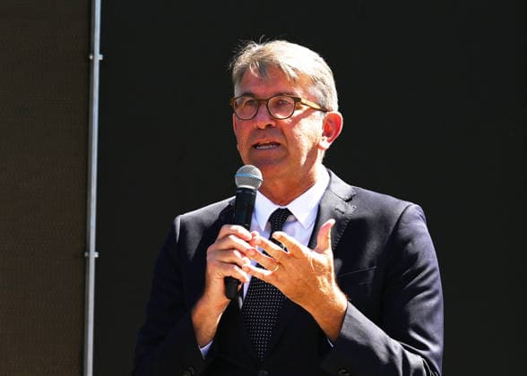 65th Anniversary of the Berlin Wall in Berlin BERLIN, GERMANY – AUGUST 12: Federal Commissioner for Culture and the Media Wolfram Weimer speaks during the opening ceremony of a 30-meter-long temporary memorial installation and the open-air exhibition Views of the Wall: Berlin 1961–1990, marking the 65th anniversary of the construction of the Berlin Wall, near the Brandenburg Gate in Berlin, Germany, on August 12, 2026. Volodymyr Sindieiev Anadolu Berlin Germany. Editorial use only. Please get in touch for any other usage.  Copyright: x2026xAnadoluxVolodymyrxSindieievx