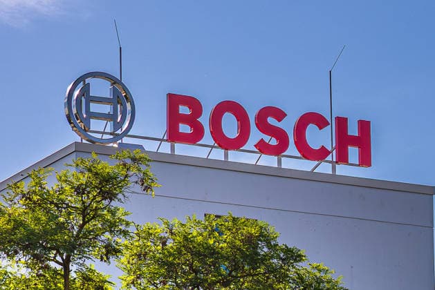 Bosch Plant, Nuremberg, August 11, 2026 Bosch company logo and lettering on the roof of the plant in Nuremberg, Nuremberg, Bavaria, Germany 20260811-286A5062-M4000