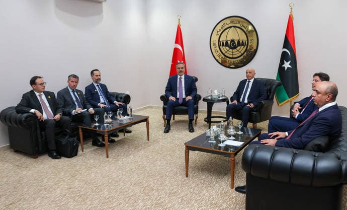 Turkish Foreign Minister Hakan Fidan in Libya BENGHAZI, LIBYA - AUGUST 12: (----EDITORIAL USE ONLY MANDATORY CREDIT - TURKISH FOREIGN MINISTRY HANDOUT - NO MARKETING NO ADVERTISING CAMPAIGNS - DISTRIBUTED AS A SERVICE TO CLIENTS----) Turkish Foreign Minister Hakan Fidan meets with Speaker of the House of Representatives of Libya Aguila Saleh Issa during his visit to Benghazi, Libya on August 12, 2026. Turkish Foreign Ministry Handout Anadolu Benghazi Libya. Editorial use only. Please get in touch for any other usage.  Copyright: x2026xAnadoluxTurkishxForeignxMinistryx xHandoutx