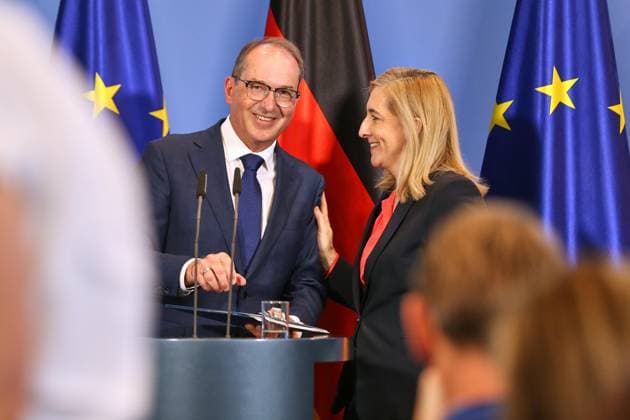 Berlin, Deutschland, 12.08.2026: Bundeskanzleramt: Pressekonferenz zur Reform des Rechts der Nachrichtendienste: Bundesminister des Innern Alexander Dobrindt (CSU) und Kanzleramtsministerin Nina Warken (CDU) *** Berlin, Germany, August 12, 2026 Federal Chancellery Press Conference on the Reform of Intelligence Agency Law Federal Minister of the Interior Alexander Dobrindt (CSU) and Minister of the Federal Chancellery Nina Warken (CDU) Copyright: xdtsxNachrichtenagenturx dts_130003