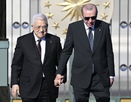 Recep Tayyip Erdogan - Mahmoud Abbas meeting in Ankara ANKARA, TURKIYE - AUGUST 12 : Turkish President Recep Tayyip Erdogan welcomes Palestinian President Mahmoud Abbas with an official ceremony at the Presidential Complex during his official visit to Ankara, Turkiye on August 12, 2026. Dogukan Keskinkilic Anadolu Ankara Turkey. Editorial use only. Please get in touch for any other usage.  Copyright: x2026xAnadoluxDogukanxKeskinkilicx