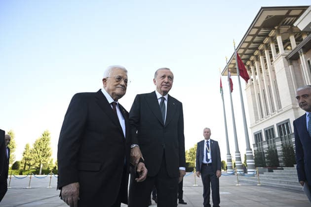 Recep Tayyip Erdogan - Mahmoud Abbas meeting in Ankara ANKARA, TURKIYE - AUGUST 12 : Turkish President Recep Tayyip Erdogan welcomes Palestinian President Mahmoud Abbas with an official ceremony at the Presidential Complex during his official visit to Ankara, Turkiye on August 12, 2026. Dogukan Keskinkilic Anadolu Ankara Turkey. Editorial use only. Please get in touch for any other usage.  Copyright: x2026xAnadoluxDogukanxKeskinkilicx
