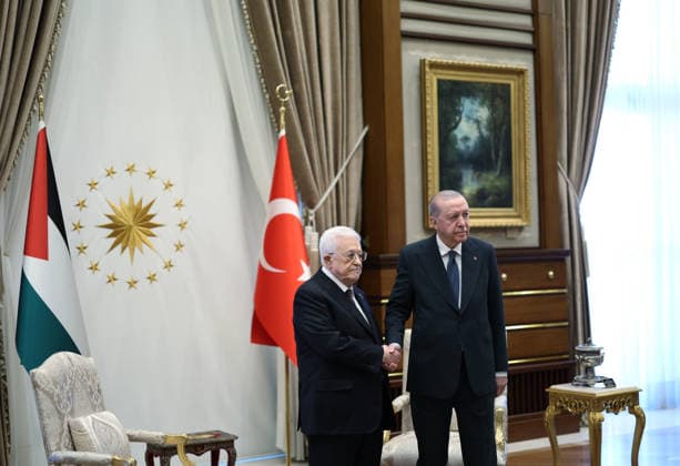 Recep Tayyip Erdogan - Mahmoud Abbas meeting in Ankara ANKARA, TURKIYE - AUGUST 12: (----EDITORIAL USE ONLY - MANDATORY CREDIT - TURKISH PRESIDENCY MURAT KULA HANDOUT - NO MARKETING NO ADVERTISING CAMPAIGNS - DISTRIBUTED AS A SERVICE TO CLIENTS----) Turkish President Recep Tayyip Erdogan meets with Palestinian President Mahmoud Abbas at the Presidential Complex in Ankara, Turkiye on August 12, 2026. TUR Presidency Murat Kula Anadolu Ankara Turkey. Editorial use only. Please get in touch for any other usage.  Copyright: x2026xAnadoluxTURxPresidencyx xMuratxKulax