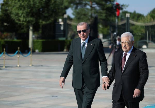 Recep Tayyip Erdogan - Mahmoud Abbas meeting in Ankara ANKARA, TURKIYE - AUGUST 12: (----EDITORIAL USE ONLY - MANDATORY CREDIT - TURKISH PRESIDENCY MURAT CETINMUHURDAR HANDOUT - NO MARKETING NO ADVERTISING CAMPAIGNS - DISTRIBUTED AS A SERVICE TO CLIENTS----) Turkish President Recep Tayyip Erdogan welcomes Palestinian President Mahmoud Abbas with an official ceremony at the Presidential Complex during his official visit to Ankara, Turkiye, on August 12, 2026. TUR Presidency Murat Cetinmuhurdar Handout Anadolu Ankara Turkey. Editorial use only. Please get in touch for any other usage.  Copyright: x2026xAnadoluxTURxPresidencyx MuratxCetinmuhurdarx xHandoutx