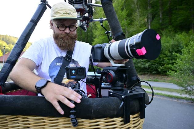 Astronomers take hot-air balloon ride to observe partial solar eclipse, if weather is favourable in Nedvedice, Czech Republic, August 12, 2026. Pictured Astrophotographer and popularizer of astronomy Roman Ponca. (CTKxPhoto VaclavxSalek) CTKPhotoP2026081205982  CTKPhotoP2026081205982