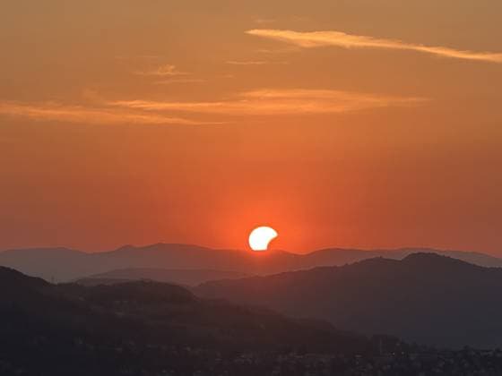 Partial solar eclipse observed in Sarajevo SARAJEVO, BOSNIA AND HERZEGOVINA - AUGUST 12: A view of a partial solar eclipse in Sarajevo, Bosnia and Herzegovina, on August 12, 2026 Muhammed Enes Yildirim Anadolu Sarajevo Bosnia and Herzegovina. Editorial use only. Please get in touch for any other usage.  Copyright: x2026xAnadoluxMuhammedxEnesxYildirimx