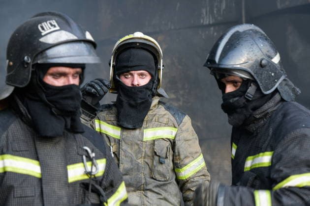 RUSSIA, KRASNODAR REGION - AUGUST 12, 2026: Employees of the Russian Emergencies Minsitry respond to a fire at a warehouse storing plastic products in the village of Lenina, southeast of Krasnodar. The fire covering an area of 2.2 thousand sq m has been contained Russia  - ZUMAt113 20260812_zaa_t113_362 Copyright: xRomanxSokolovx