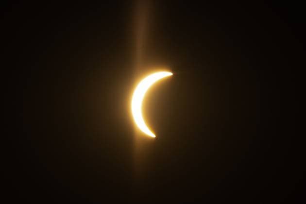 Partial Solar Eclipse Visible Over Guadalajara GUADALAJARA, SPAIN AUGUST 12, 2026: A partial solar eclipse is visible in the sky over Guadalajara as the Moon passes between the Earth and the Sun, partially obscuring the solar disk. The astronomical phenomenon was observed across parts of Spain and other regions. Guadalajara Spain Copyright: x xAdrianxDuranxMedianox xJNAxPressx