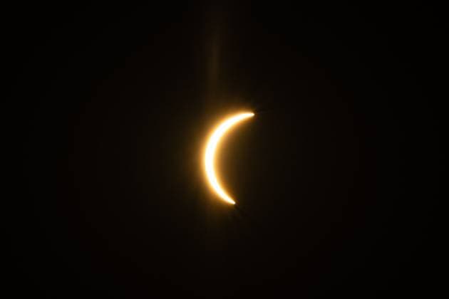 August 12, 2026, Guadalajara, Spain: GUADALAJARA, SPAIN Ã¢â‚¬ AUGUST 12, 2026: A partial solar eclipse is visible in the sky over Guadalajara as the Moon passes between the Earth and the Sun, partially obscuring the solar disk. The astronomical phenomenon was observed across parts of Spain and other regions. Guadalajara Spain  - ZUMAq101 20260812_zna_q101_192 Copyright: xAdrioÂ¡NxDuroÂ¡NxMedianox