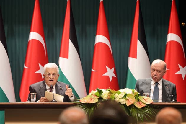 Mahmoud Abbas Meets Turkish President Recep Tayyip Erdogan in Ankara Palestinian President Mahmoud Abbas meets with Turkish President Recep Tayyip Erdogan in Ankara, Turkey, on August 12, 2026. Photo by Thaer Ganaim apaimages Ankara Ankara Turkey 120826_Turkey_PPO_00(5) Copyright: xapaimagesxThaerxGanaimx xapaimagesx