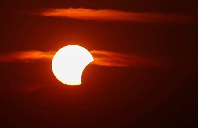 Solar eclipse in Croatia The moon partially covers the sun over the sea during a solar eclipse in Vela Luka , Croatia, August 12, 2026  IgorxSoban PIXSELL