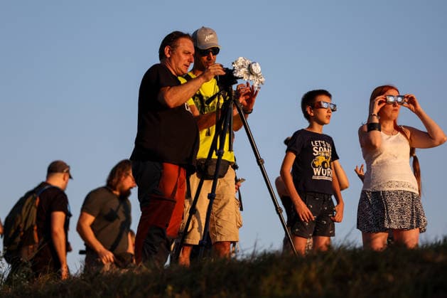 Solar eclipse in Croatia People watch the moon partially covers the sun during a solar eclipse in Zagreb, Croatia, August 12, 2026  IgorxKralj PIXSELL