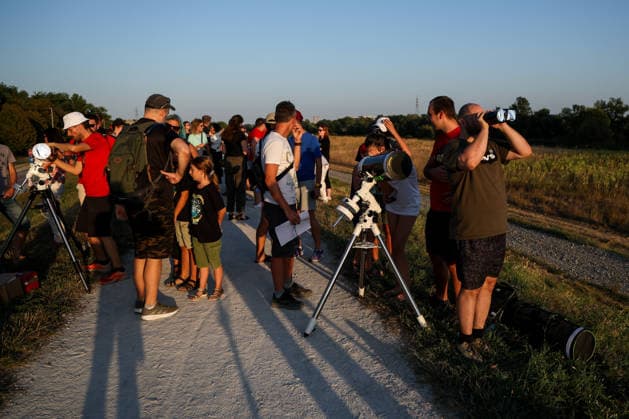 Solar eclipse in Croatia People watch the moon partially covers the sun during a solar eclipse in Zagreb, Croatia, August 12, 2026  IgorxKralj PIXSELL