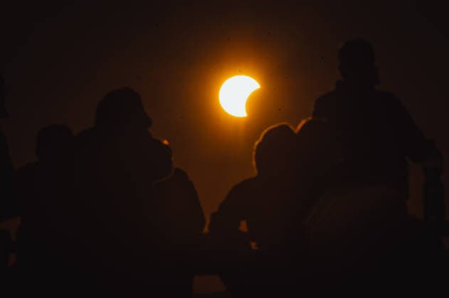Solar eclipse viewed from Slovakia KOJSOV, SLOVAKIA - AUGUST 12: People gather to view the total eclipse of the Sun on August 12, 2026 near Kojsov, Slovakia. Millions of people have flocked to areas where the eclipse was visible. During the event, the moon passed in between the Sun and the Earth, appearing to partially block the sun. Robert Nemeti Anadolu Kojsov Slovakia. Editorial use only. Please get in touch for any other usage.  Copyright: x2026xAnadoluxRobertxNemetix