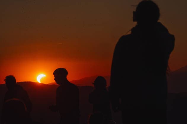 Solar eclipse viewed from Slovakia KOJSOV, SLOVAKIA - AUGUST 12: People gather to view the total eclipse of the Sun on August 12, 2026 near Kojsov, Slovakia. Millions of people have flocked to areas where the eclipse was visible. During the event, the moon passed in between the Sun and the Earth, appearing to partially block the sun. Robert Nemeti Anadolu Kojsov Slovakia. Editorial use only. Please get in touch for any other usage.  Copyright: x2026xAnadoluxRobertxNemetix