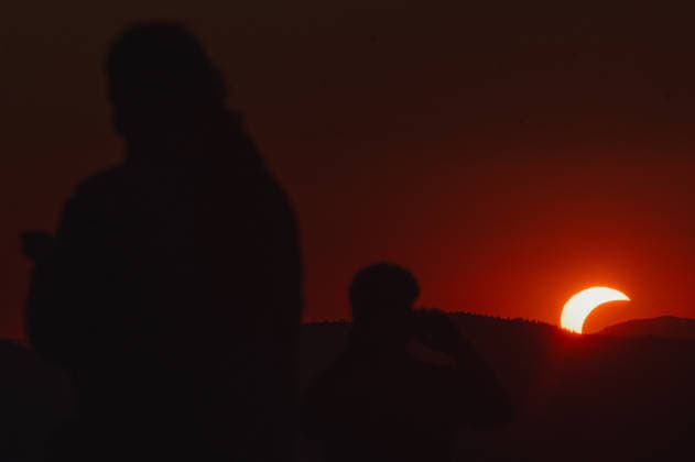 Solar eclipse viewed from Slovakia KOJSOV, SLOVAKIA - AUGUST 12: People gather to view the total eclipse of the Sun on August 12, 2026 near Kojsov, Slovakia. Millions of people have flocked to areas where the eclipse was visible. During the event, the moon passed in between the Sun and the Earth, appearing to partially block the sun. Robert Nemeti Anadolu Kojsov Slovakia. Editorial use only. Please get in touch for any other usage.  Copyright: x2026xAnadoluxRobertxNemetix