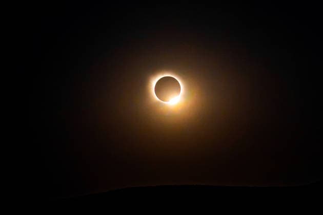 Total Solar Eclipse in Spain BUITRAGO DEL LOZOYA, SPAIN - AUGUST 12: Thousands of people gather to observe a total solar eclipse over the Madrid town of Buitrago del Lozoya, Spain, on August 12, 2026. The rare astronomical event captivated millions across Spain as the Moon passed in front of the Sun, briefly turning day into darkness. Diego Radames Anadolu Buitrago del lozoya Spain. Editorial use only. Please get in touch for any other usage.  Copyright: x2026xAnadoluxDiegoxRadamesx