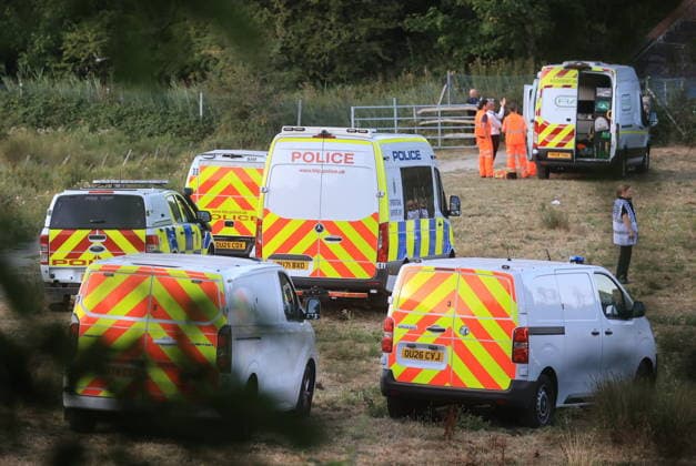 August 13, 2026, Lewes, East Sussex, UK: Lewes, UK. Emergency services at the scene where a train has derailed between Cooksbridge and Lewes in East Sussex, England Lewes UK  - ZUMAl94_ 20260813_zaf_l94_058 Copyright: xMarcinxNowakx