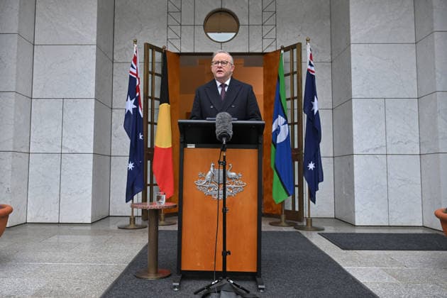 ANTHONY ALBANESE PRESSER, Prime Minister Anthony Albanese speaks to journalists at a press conference at Parliament House in Canberra, Friday, August 14, 2026. ( NO ARCHIVING CANBERRA AUSTRALIAN CAPITAL TERRITORY AUSTRALIA  Copyright: xMICKxTSIKASx 20260814129240147284