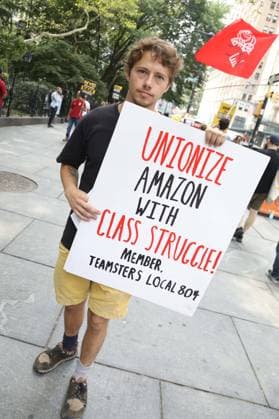 August 13, 2026, New York, New York, USA: Amazon Teamsters and Allies picket outside of City Hall for passage of the Delivery Protection Act. The Delivery Protection Act would require companies like Amazon to hire its workforce directly, essentially making AmazonÃ¢â‚¬â ¢s corrupt third-party Delivery Service Partner model illegal in New York City. New York USA - ZUMAk03_ 20260813_zaf_k03_063 Copyright: xNancyxKaszermanx