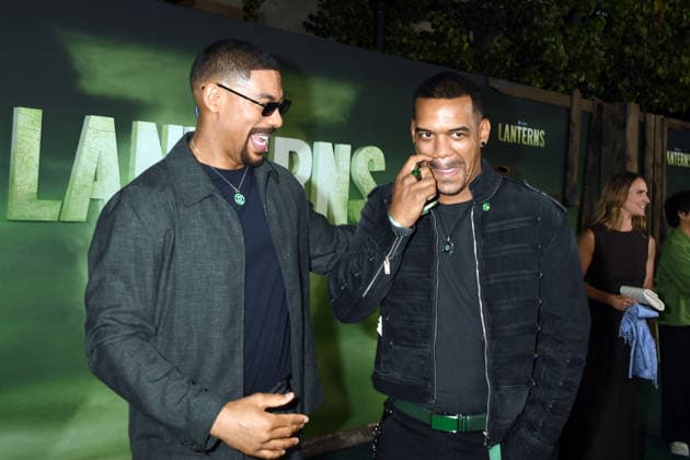 LOS ANGELES, CA - AUGUST 13: Aaron Pierre and Califf Guzman at HBO™s Lanterns Premiere on August 13, 2026 at Paramount Theatre in Los Angeles, California. Copyright: xJeffreyxMayerx