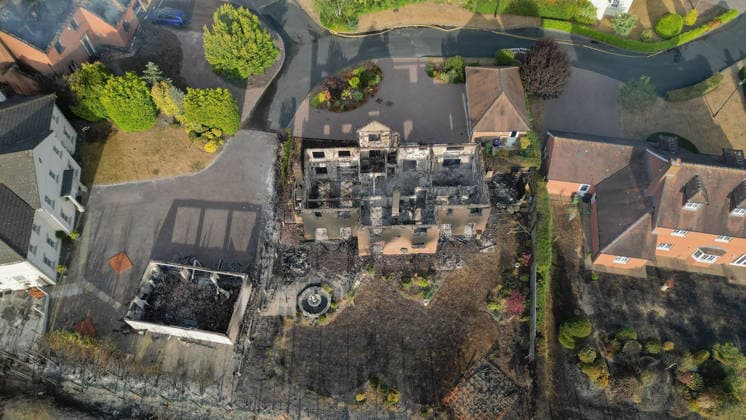 August 14, 2026, Stourbridge, West Midlands, UK: Stourbridge, UK. Damaged caused to homes in the Stourbridge area of Birmingham, West Midlands, after fires broke out yesterday afternoon in record temperatures. The UK experienced its hottest day of the year on Thursday, with a peak of 38.1 degrees celsius recorded at Kew Gardens. Stourbridge UK  - ZUMAl94_ 20260814_zaf_l94_001 Copyright: xIoannisxAlexopoulosx