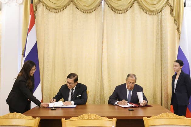 RUSSIA, MOSCOW - AUGUST 14, 2026: A meeting takes place between Sihasak Phuangketkeow (L), Foreign Minister of Thailand, and his counterpart Sergei Lavrov of Russia. Vladimir Gerdo TASS  96142285
