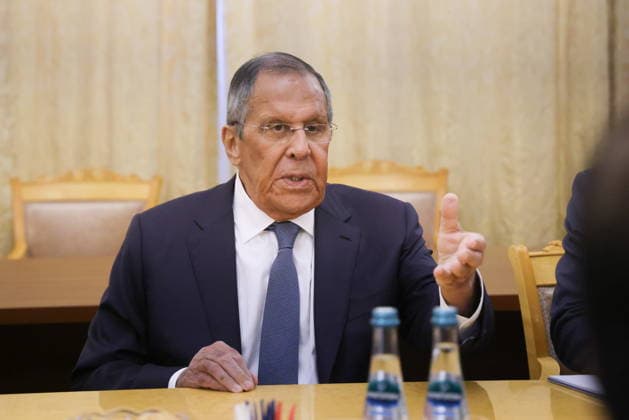 RUSSIA, MOSCOW - AUGUST 14, 2026: Sergei Lavrov, Foreign Minister of Russia, attends a meeting with his counterpart Sihasak Phuangketkeow of Thailand. Vladimir Gerdo TASS  96142341