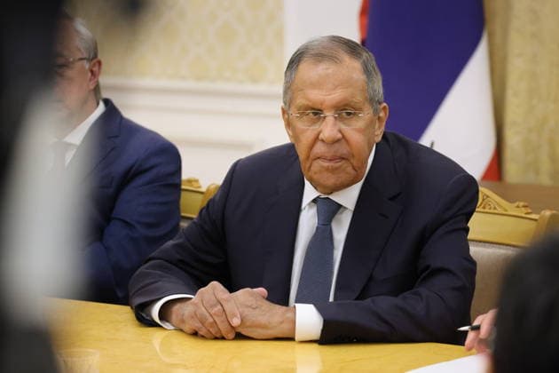 RUSSIA, MOSCOW - AUGUST 14, 2026: Sergei Lavrov, Foreign Minister of Russia, attends a meeting with his counterpart Sihasak Phuangketkeow of Thailand. Vladimir Gerdo TASS  96142575