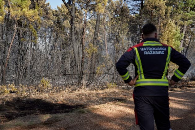 14.08.2026 - Europa, Kroatien, Ninski Stanovi: Großflächiger Vegetationsbrand zwischen Ninski Stanovi und Å½erava in der Gespanschaft Zadar. Zahlreiche Feuerwehrkräfte kämpfen gegen die Flammen. Ein Air Tractor und zwei Canadair sind zur Unterstützung der Löscharbeiten aus der Luft unterwegs. Starker Wind erschwert den Einsatz und begünstigt die Ausbreitung des Feuers. 14.08.2026 - Europa, Hrvatska, Ninski Stanovi: Veliki poÅ¾ar otvorenog prostora izmeÄ‘u Ninskih Stanova i Å½erave u Zadarskoj Å¾upaniji. Brojne vatrogasne snage bore se s vatrom. Air Tractor i Canadair upuÄ‡eni su na poÅ¾ariÅ¡te kako bi pomogli u gaÅ¡enju iz zraka. Jak vjetar oteÅ¾ava gaÅ¡enje i pogoduje Å¡irenju poÅ¾ara. *** August 14, 2026 Europe, Croatia, Ninsk Copyright: xLUKAxKOLANOVICx
