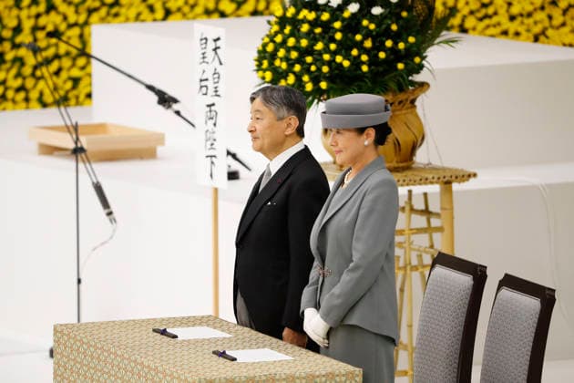 August 15, 2026, Tokyo, Japan: (L to R) Japanese Emperor NARUHITO and Empress MASAKO attend a memorial ceremony marking the 81st anniversary of Japan s surrender in World War II at Nippon Budokan in Tokyo. Tokyo Japan - ZUMAm191 20260815_aap_m191_003 Copyright: xRodrigoxReyesxMarinx