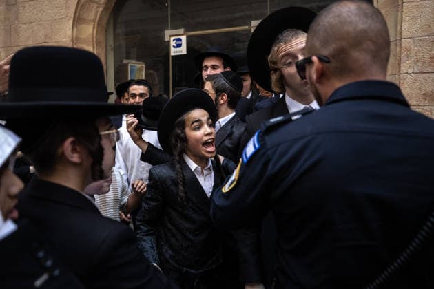 Ultra-Orthodox Jews protest outside cafe over alleged Shabbat violation in Israel JERUSALEM - AUGUST 15: Ultra-Orthodox Jews protest outside the Bastima cafe in West Jerusalem on August 15, 2026, saying the cafe was open on Saturday during Shabbat, when work is prohibited according to their religious beliefs. Mostafa Alkharouf Anadolu Jerusalem Jerusalem. Editorial use only. Please get in touch for any other usage.  Copyright: x2026xAnadoluxMostafaxAlkharoufx