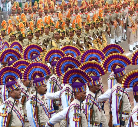 (260815) -- BHOPAL, Aug. 15, 2026 -- Indian police officers take part in India s Independence Day celebrations in Bhopal, India s Madhya Pradesh state, Aug. 15, 2026. (Str Xinhua) INDIA-BHOPAL-INDEPENDENCE DAY CELEBRATIONS JavedxDar 
