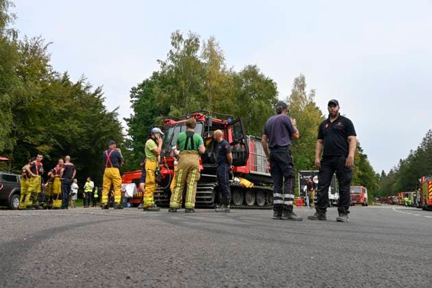 Fire in the Belgian High Fens JALHAY, BELGIUM - AUGUST 15 : An important fire has broken out in the Belgian High Fens on August 15, 2026 in Jalhay, Belgium, 15 08 2026 Jalhay Belgium  Copyright: xDhax