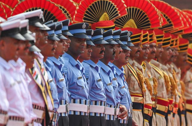 NEW DELHI, INDIA - AUGUST 15: A contingent of Delhi Police and Armed forces personnel march past during the Prime Minister Narendra Modi 80th Independence Day speech from the Red Fort on August 15, 2026 in New Delhi, India. For the first time, the national song, Vande Mataram , was rendered during the celebrations at the Red Fort. The National Anthem rendition was synchronised with the 21-gun salute by the gunners of the 1721 Field Battery (Ceremonial), utilising the indigenous 105mm Light Field Guns. PM Modi announced a nationwide initiative to provide free online coaching for competitive exams during his Independence Day address on August 15, 2026. The scheme aims to leverage India s digital infrastructure and top educators to ease the h