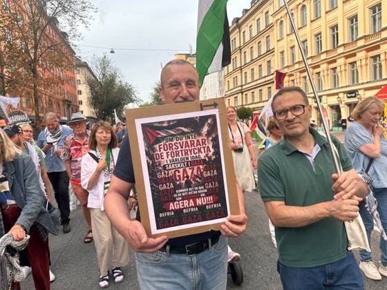 Protesters gather in Stockholm to condemn Israeli military strikes in Gaza and Lebanon STOCKHOLM, SWEDEN - AUGUST 15: Demonstrators wave Palestinian flags and display banners in central Stockholm, Sweden, on August 15, 2026, during a rally to protest ongoing Israeli military attacks in Gaza and southern Lebanon. Atila Altuntas Anadolu Stockholm Sweden. Editorial use only. Please get in touch for any other usage.  Copyright: x2026xAnadoluxAtilaxAltuntasx