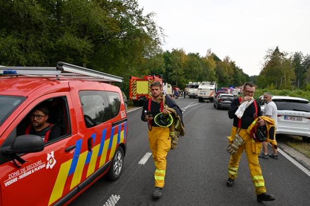 Fire in the Belgian High Fens JALHAY, BELGIUM - AUGUST 15 : An important fire has broken out in the Belgian High Fens on August 15, 2026 in Jalhay, Belgium, 15 08 2026 Jalhay Belgium  Copyright: xDhax