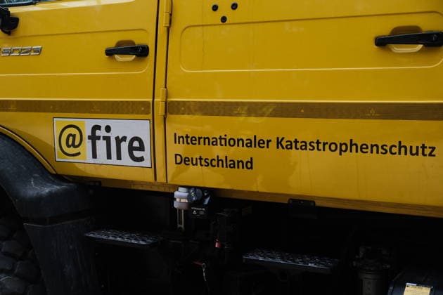 German military vehicles support efforts to contain major wildfire in Duren DUREN, GERMANY - AUGUST 15: Heavy military vehicles of the German Armed Forces (Bundeswehr) are deployed alongside local emergency crews to support containment efforts during a major wildfire in the Hurtgenwald area in Duren, Germany on August 15, 2026. Around 1,400 responders, supported by helicopters and specialized military machinery, worked to extinguish the blaze, which swept through roughly 300 hectares of forest, as shifting winds and unexploded World War II ordnance pose hazards to operations. Mouafak Mahmalji Anadolu Duren Germany. Editorial use only. Please get in touch for any other usage.  Copyright: x2026xAnadoluxMouafakxMahmaljix