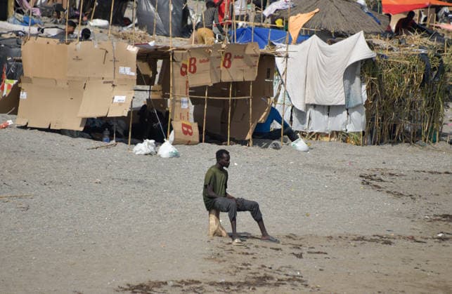 (260816) -- BEIJING, Aug. 16, 2026 -- An irregular migrant is seen in Ceuta, Spain, Aug. 15, 2026. More than 72,000 migrants crossed irregularly into Ceuta from neighboring Morocco on July 30 and 31, according to the Spanish government. Most returned to Morocco later, while thousands remain in the enclave. ) XINHUA PHOTOS OF THE DAY ChengxMin 