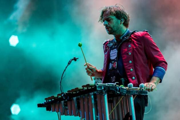 MEUTE performs at Vodafone Paredes de Coura 2026 in Portugal - 15 Aug Timon Schempp, percussionist of MEUTE, performs on the main stage during the final day of Vodafone Paredes de Coura. Paredes de Coura Portugal Copyright: xDiogoxBaptistax xSOPAxImagesx DB_MEUTEMainStage20260815PDC_005